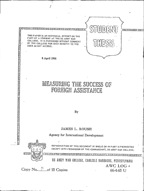 Measuring the success of foreign assistance
