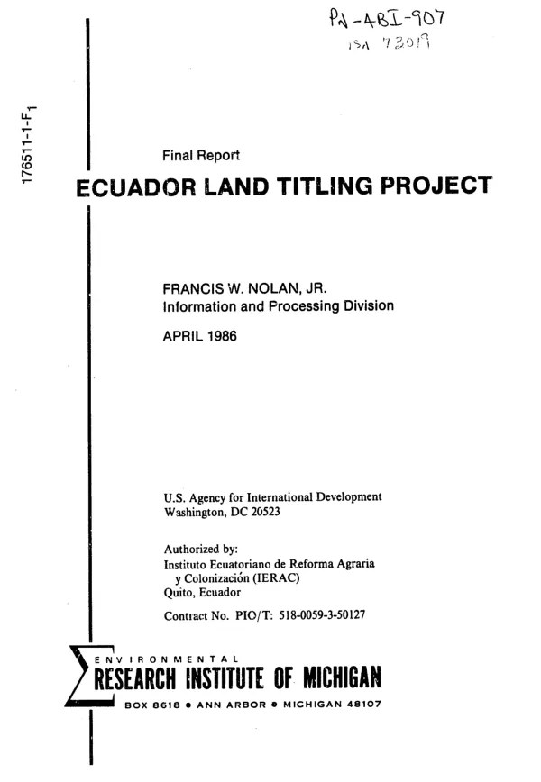 Final report : Ecuador land titling project