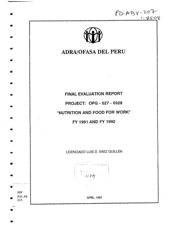 ADRA [Adventist Development & Relief Agency]/OFASA del Peru : final evaluation report -- project OPG-527-0328 : 'nutrition and food for work' -- FY 1991 and FY 1992