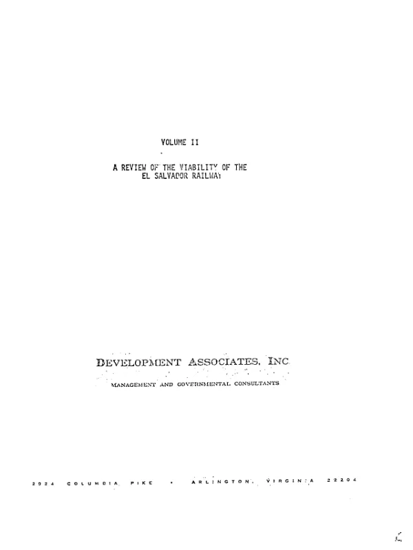 Volume II : a review of the viability of the El Salvador railway