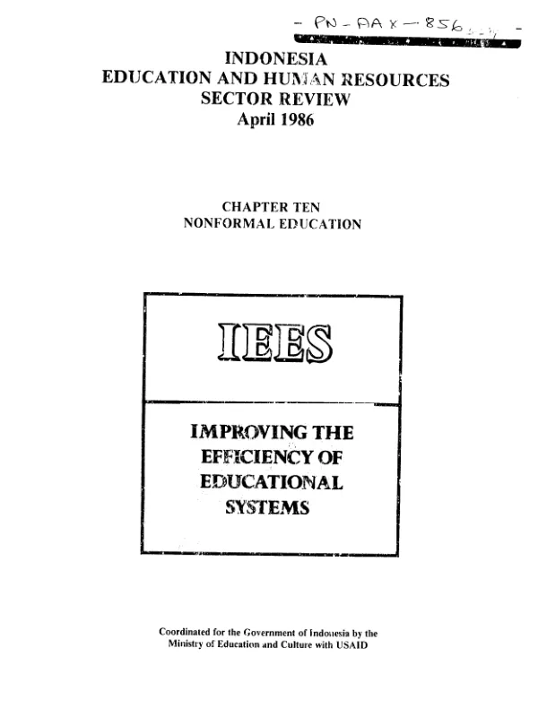 Indonesia education and human resources sector review : chapter ten, nonformal education
