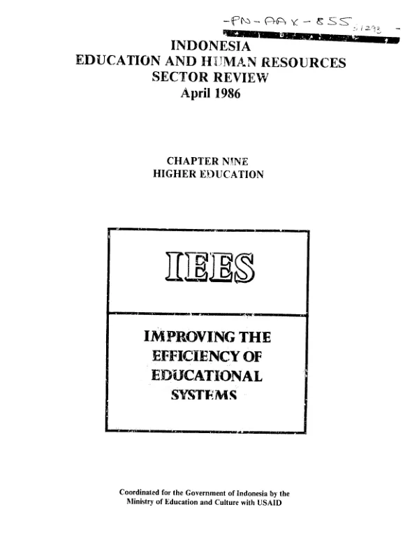 Indonesia education and human resources sector review : chapter nine, higher education