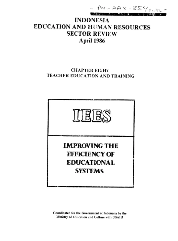 Indonesia education and human resources sector review : chapter eight, teacher education and training