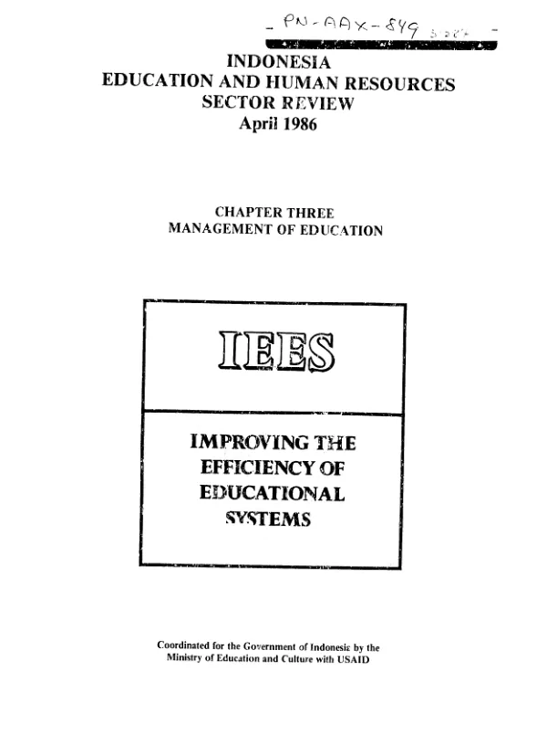 Indonesia education and human resources sector review : chapter three, management of education