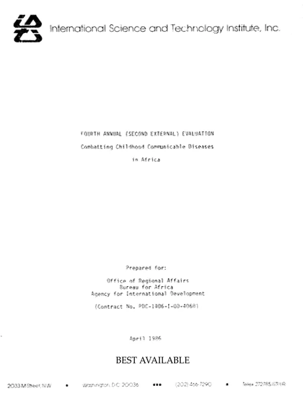 Fourth annual (second external) evaluation : combatting childhood communicable diseases in Africa