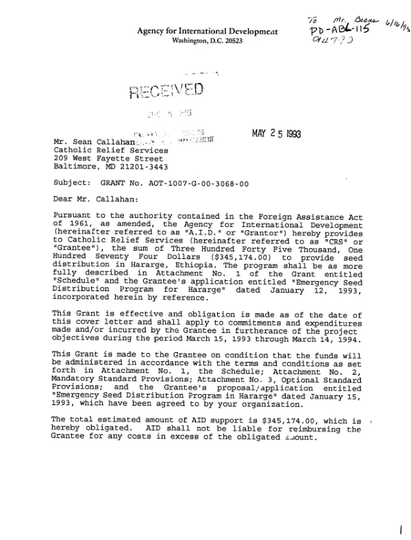 World Vision International, World Vision Relief Organization : end of project report -- 1985 drought relief food distribution in Mali