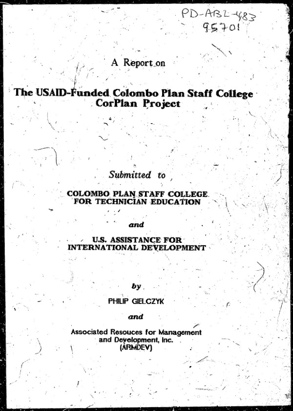 Report on the USAID-funded Colombo Plan Staff College CorPlan project