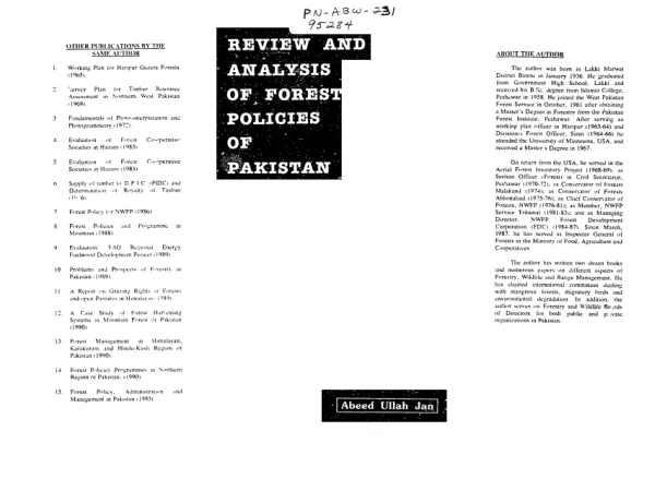 Review and analysis of forest policies of Pakistan