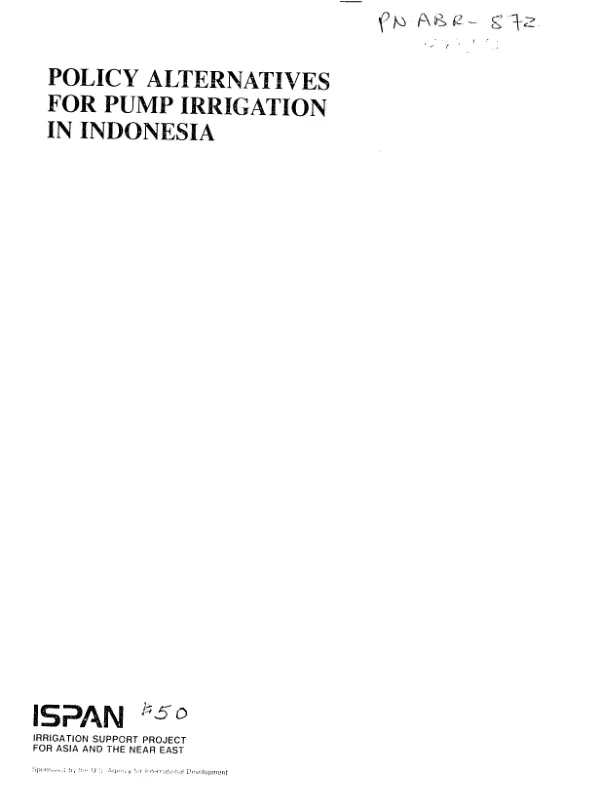 Policy alternatives for pump irrigation in Indonesia