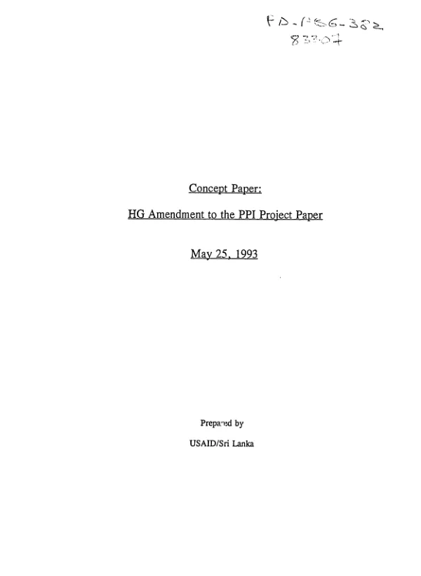 Concept paper : HG amendment to the PPI (promotion of private infrastructure) project paper