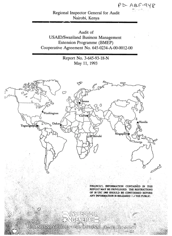 Audit of USAID/Swaziland business management extension programme (BMEP) cooperative agreement no. 645-0234-A-00-0012-00