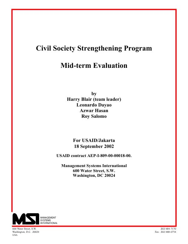 Civil society strengthening program : mid-term evaluation