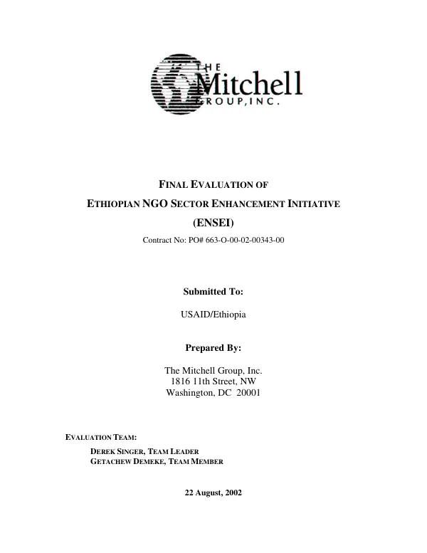 Final evaluation of Ethiopian NGO sector enhancement initiative (ENSEI)