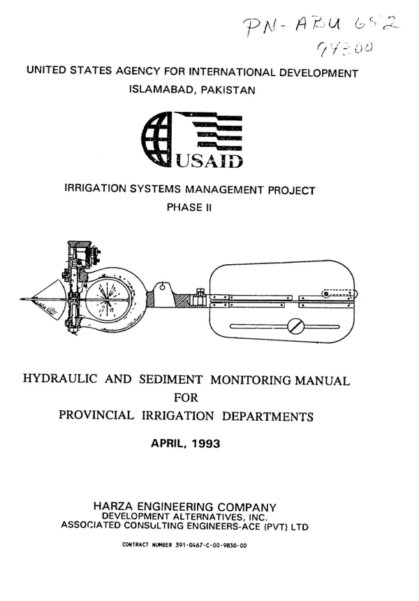 Hydraulic and sediment monitoring manual for provincial irrigation departments