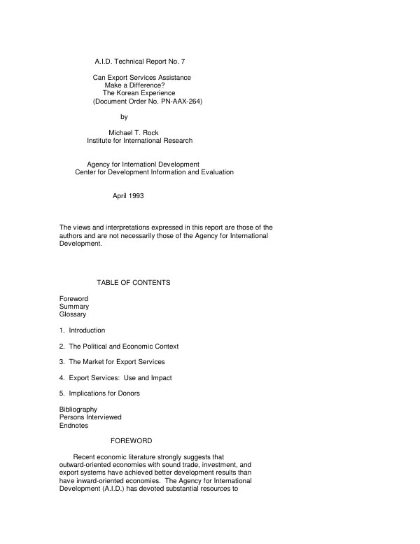 Can export services assistance make a difference? : the Korean experience