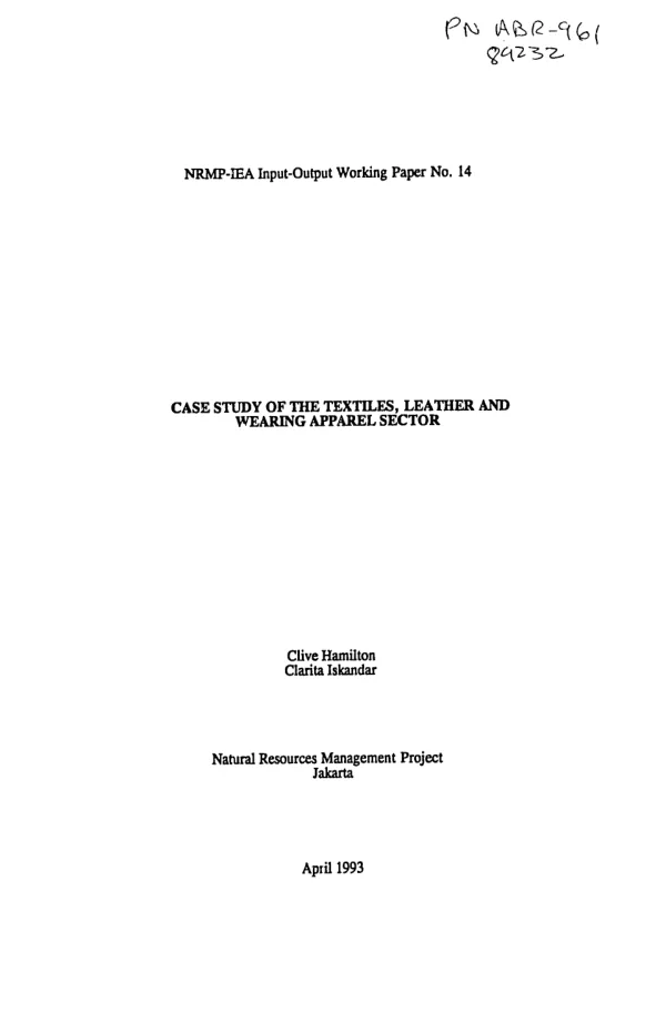 Case study of the textiles, leather and wearing apparel sector