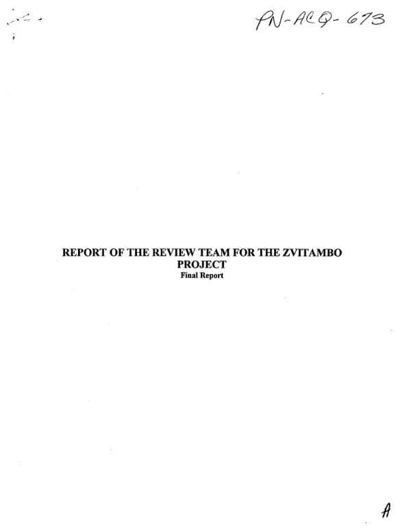 Report of the review team for the ZVITAMBO project[, March 15-20, 1999] : final report