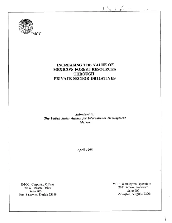 Increasing the value of Mexico"s forest resources through private sector initiatives