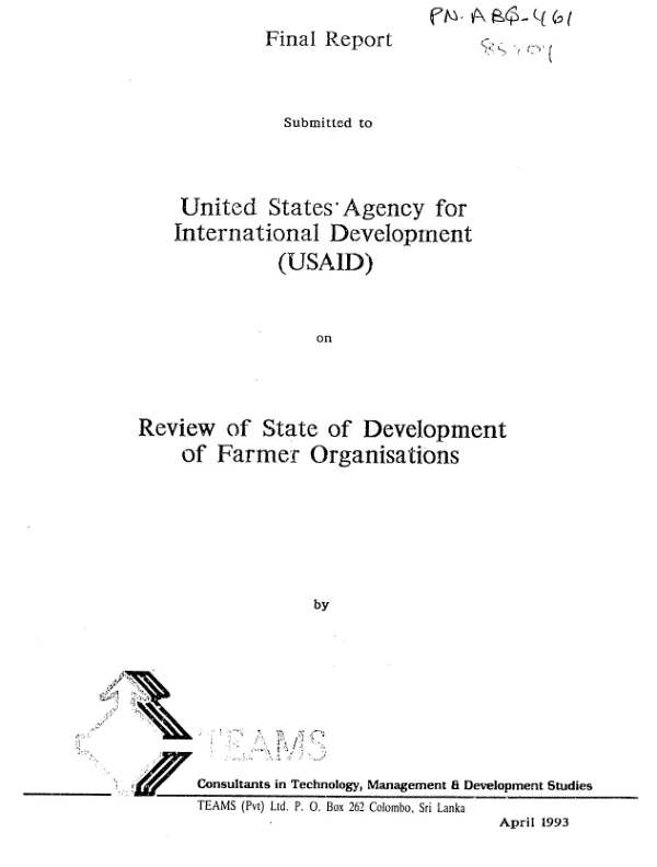 Review of state of development of farmer organisations
