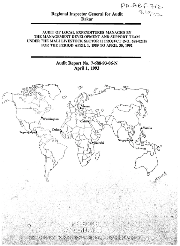 Audit of local expenditures managed by the management development and support team under the Mali livestock sector II project (no. 688-0218) for the period April 1, 1989 to April 30, 1992