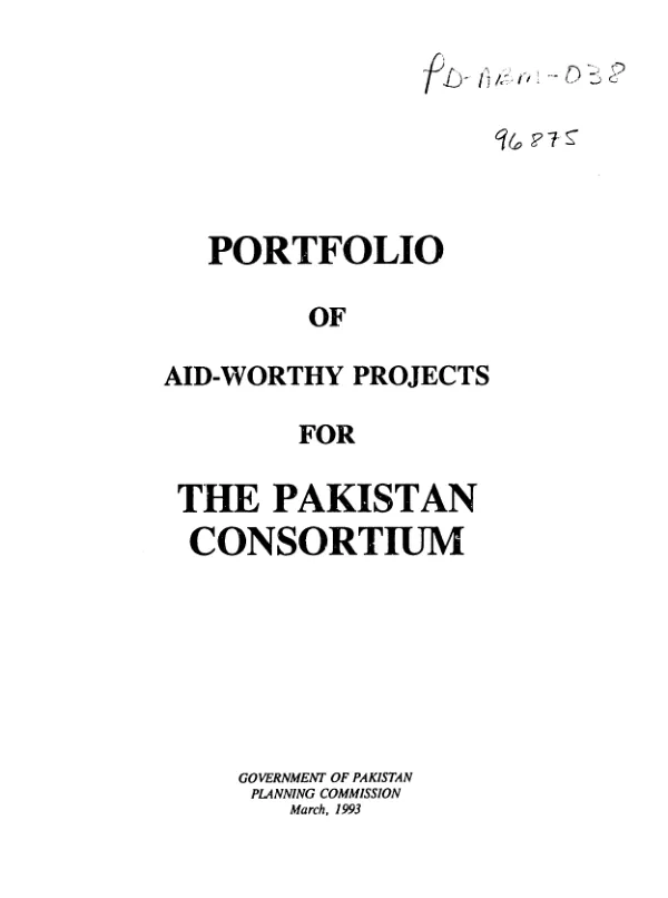 Portfolio of aid-worthy projects for the Pakistan Consortium