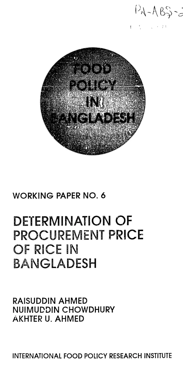 Determination of procurement price of rice in Bangladesh