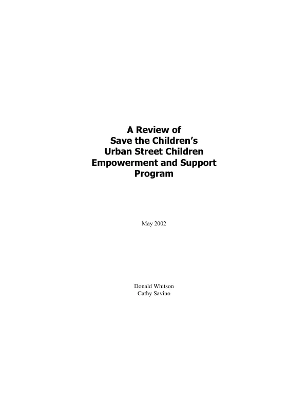Review of the Save the Children's urban street children empowerment and support program