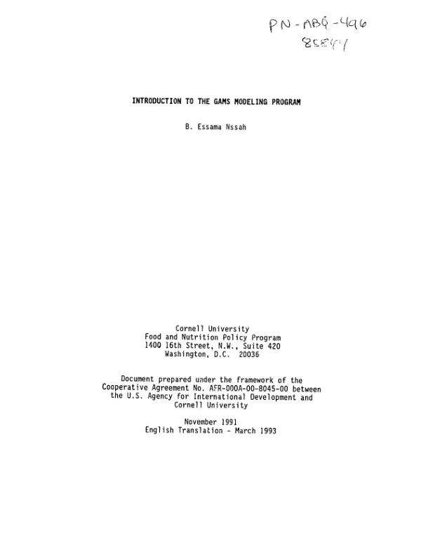 Introduction to the GAMS [general algebraic modeling system] modeling program