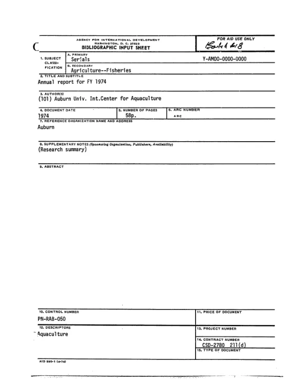 ANNUAL REPORT FOR FY 1974
