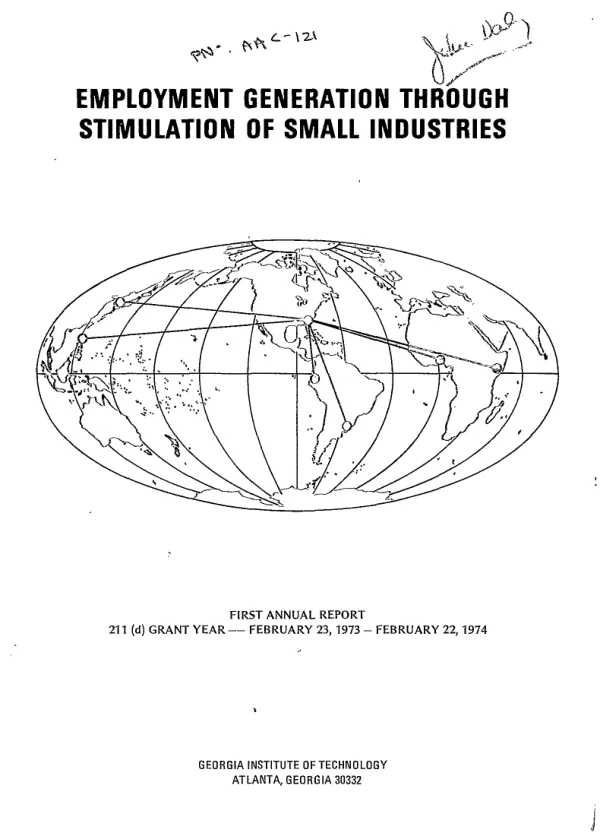 Employment generation through stimulation of small-scale industry; annual report, 1973/1974