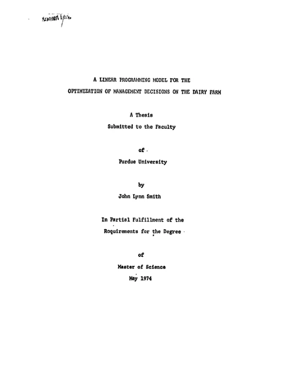 Linear programming model for the optimization of management decisions on the dairy farm