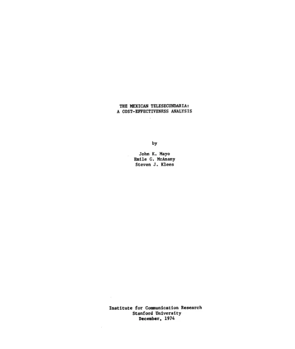Mexican telesecundaria : a cost-effective analysis