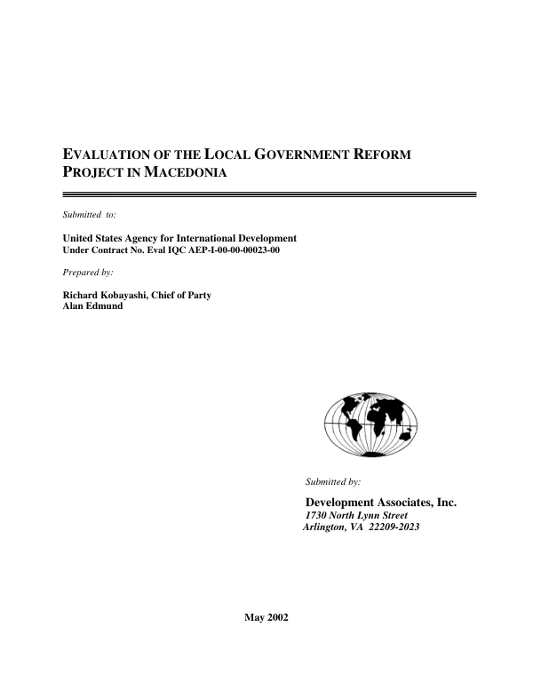 Evaluation of the local government reform project in Macedonia