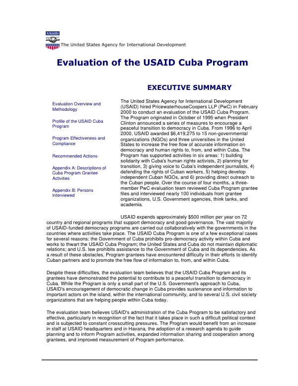 Evaluation of the USAID Cuba program