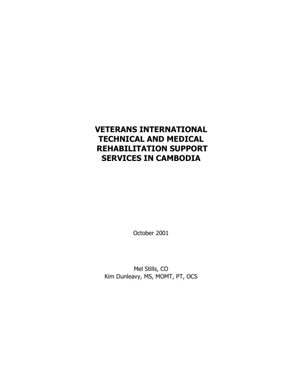 Veterans International technical and medical rehabilitation support services in Cambodia