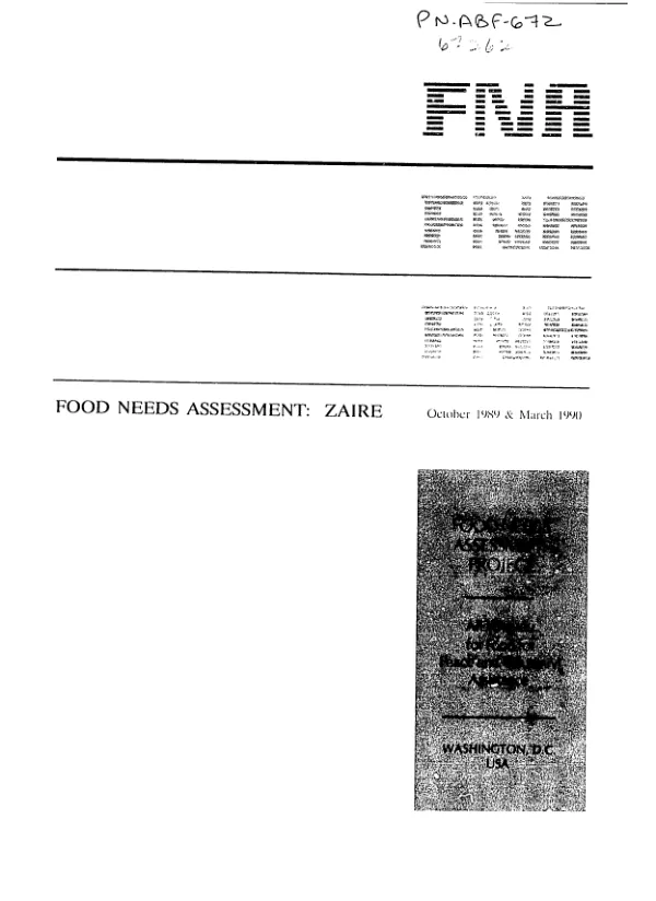 Food needs assessment : Zaire