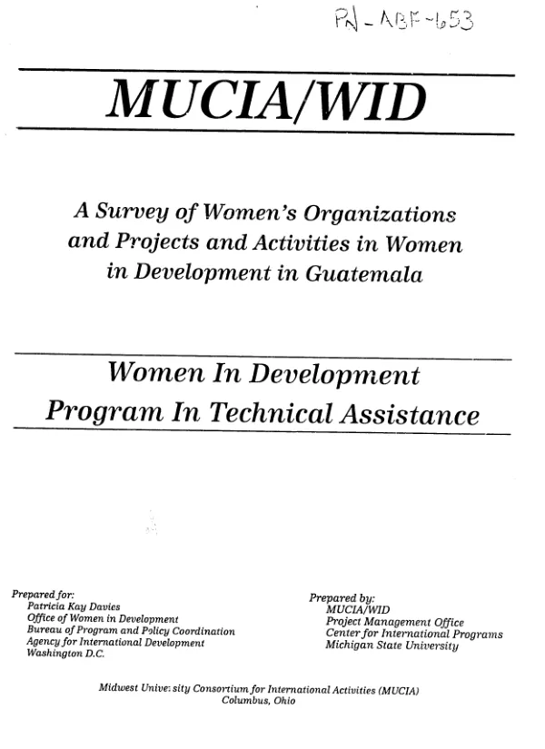Survey of women"s organizations and projects and activities in women in development in Guatemala : final report