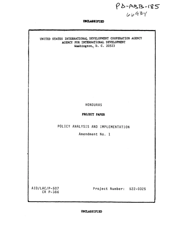 Policy analysis and implementation : amendment no. 1