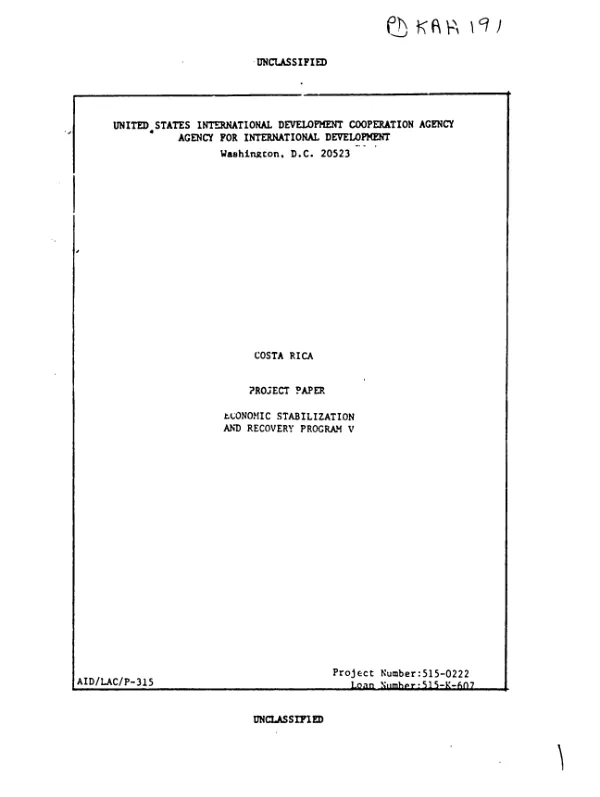 AID grant no. 525-0302-A-00-9002-00 with Asociacion Nacional para la Conservacion de la Naturaleza for the emergency employment/reforestation and reserve boundary maintenance in the Panama Canal watershed project