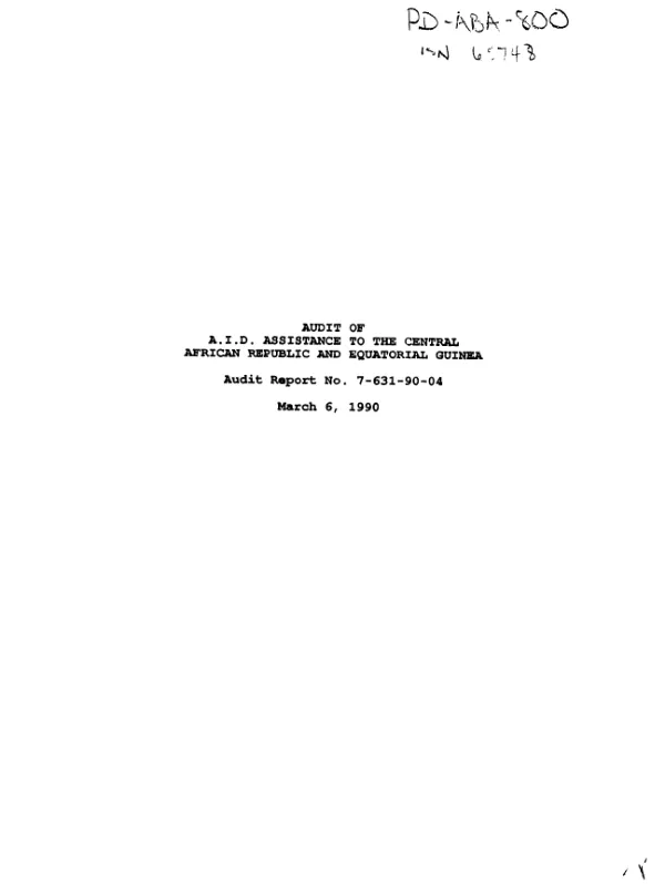 Audit of AID assistance to the Central African Republic and Equatorial Guinea