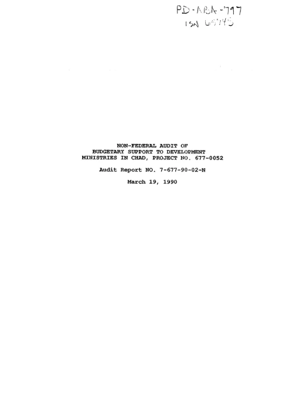 Non-federal audit of budgetary support to development ministries in Chad, project no. 677-0052