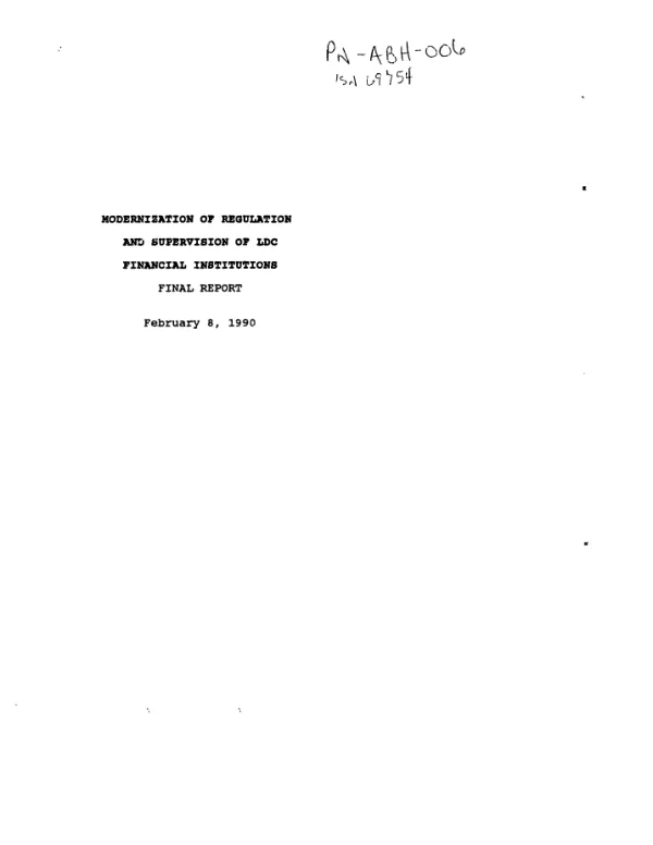 Modernization of regulation and supervision of LDC financial institutions : final report