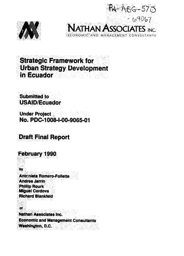 Strategic framework for urban strategy development in Ecuador