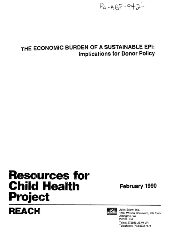 Economic burden of sustainable EPI : implications for donor policy
