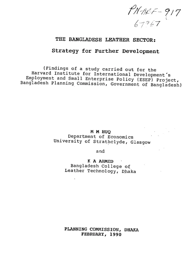 Bangladesh leather sector : strategy for further development