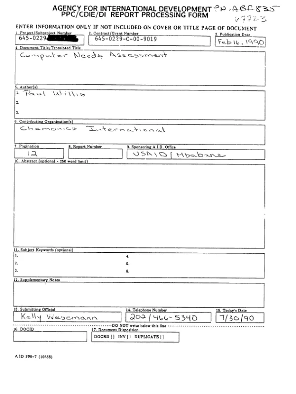 Computer needs assessment