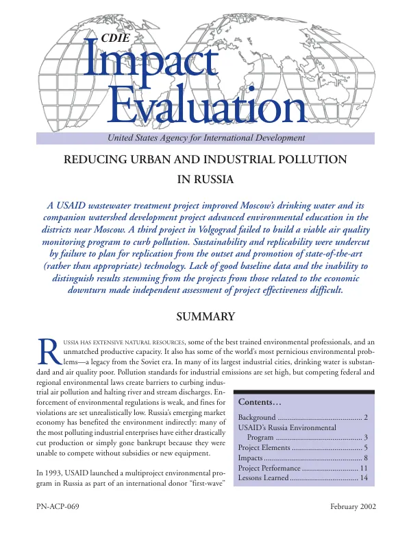 Reducing urban and industrial pollution in Russia