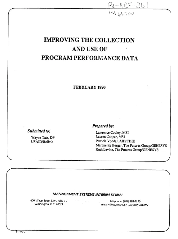 Improving the collection and use of program performance data