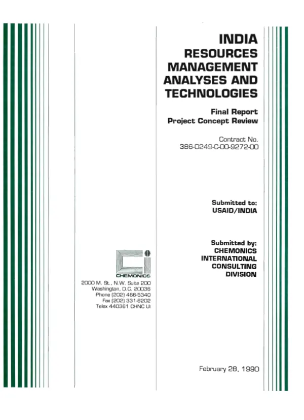 India resources management analyses and technologies : final report -- project concept review