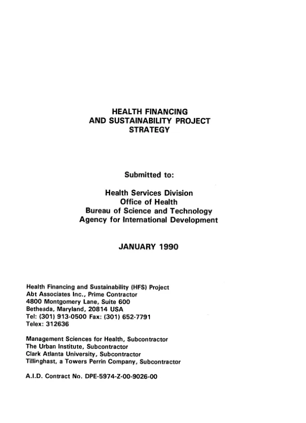 Health financing and sustainability project strategy